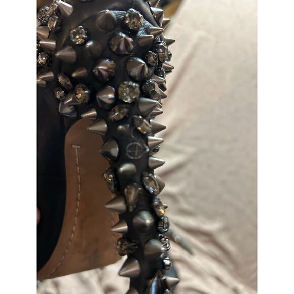 Sam Edelman Lorissa Black Leather Spiked Studded Open Toe Heels Women’s 7.5 - Picture 5 of 14